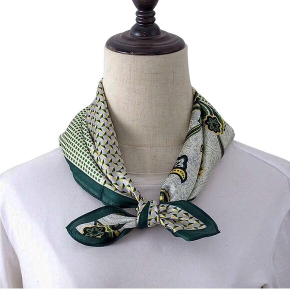 Green Paisley Silk Scarf - Picture 2 of 6